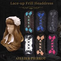 ATELIER PIERROTۡLace-up Frill HeaddressWhite/BlackWhite/Pink/Bordeaux/Green/Navy/Black