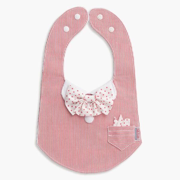 bib-bab スタイ [フォーマルポケットチーフセット（赤×水玉ピンク