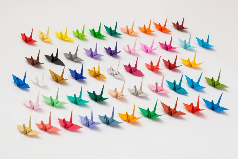 48色から色を選べる 折り鶴 50羽 7.5cm角おりがみ使用 - 千羽鶴のお店