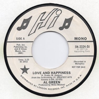 LOVE AND HAPPINESS / AL GREEN ( 1977 ) PRO - CARIBOO RECORDS