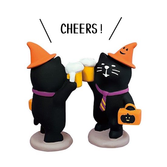  【Decole(デコレ)】concombre ハロウィンの酔っ払い猫＆かぼちゃかぶり猫