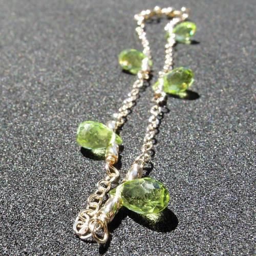 ♡インカローズ、マザーオブパール、ペリドットのマクラメネックレス