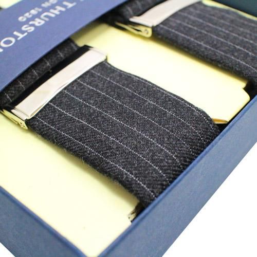 ALBERT THURSTON アルバートサーストン サスペンダー ストライプ チャコール - 蝶ネクタイ ボウタイ 専門店 Bowties.jp