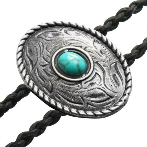 ターコイズ オーバル シルバー ループタイ ネックレス ポーラータイ