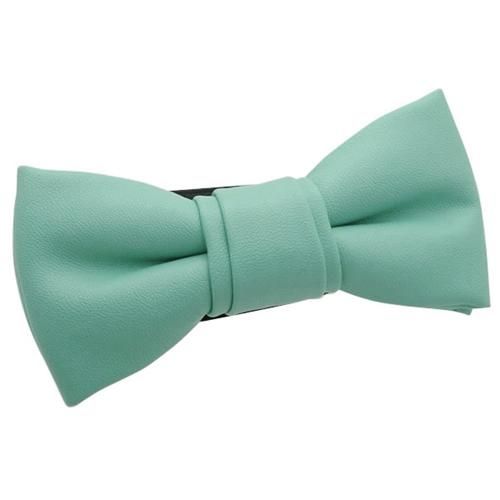 ☆リボン名札クリップ 蝶ネクタイ型ダイナソー柄×ミントグリーン色☆再販8 子供用 エメラルドグリーン レザー 蝶ネクタイ ボウタイ - 蝶ネクタイ