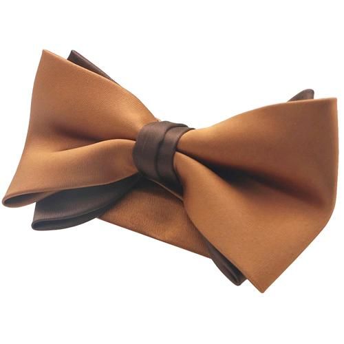 オレンジブラウン ブラウン 無地 変形 蝶ネクタイ ボウタイ 簡易装着