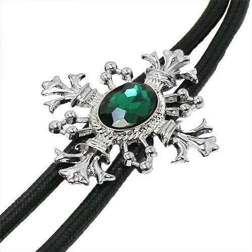 クリスタル グリーン ストーン ループタイ ネックレス ポーラータイ