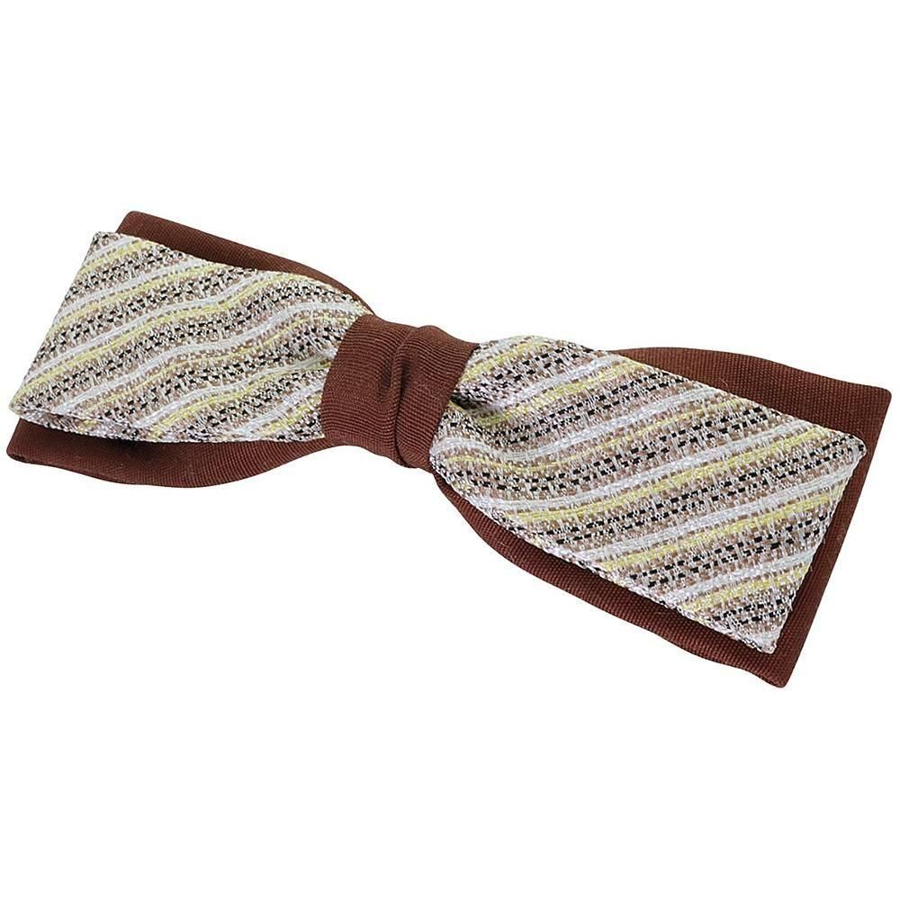 ビンテージ ブラウン イエロー ストライプ 蝶ネクタイ ボウタイ