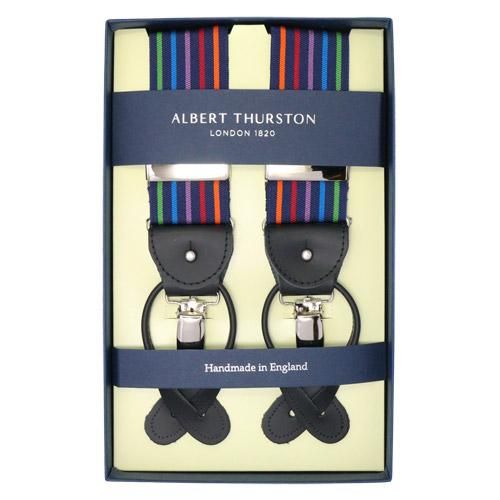 Albert Thurston アルバートサーストン サスペンダー レインボー ネイビー グラデーション 蝶ネクタイ ボウタイ 専門店 Bowties Jp