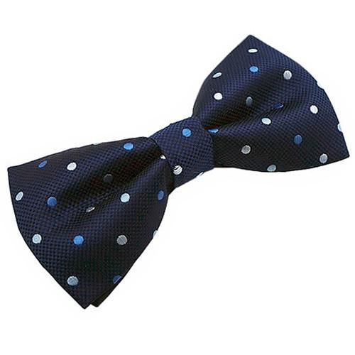 TURNBULL & ASSER 蝶ネクタイ ネイビー 水玉模様 ネイビー ドット 蝶ネクタイ ボウタイ【簡易装着タイプ】 - 蝶