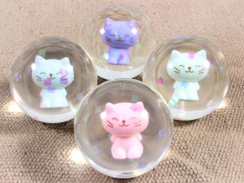 スーパーボール ねこちゃんフィギュア４５ｍｍ おもちゃ ホビー ゲーム 縁日玩具 大国屋