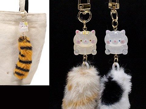 ぽちゃちゃニャンちゃんキーホルダー柄しっぽ付｜おもちゃ・縁日