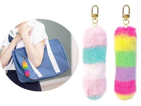 しっぽ屋 シマシマカラフルしっぽキーホルダー｜おもちゃ・縁日玩具・駄菓子