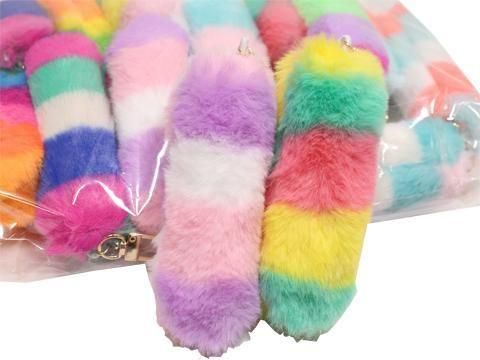 シマシマカラフルしっぽキーホルダー｜おもちゃ・縁日玩具・駄菓子