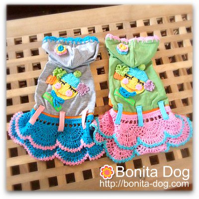 犬服ワンピース フリフリ手編みスカートでとことんガーリー Bonita Dog