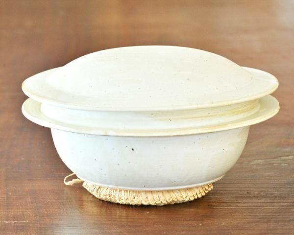 フカイアサイ土鍋 大 白マット - 能登島独歩炎 日々の器doppo