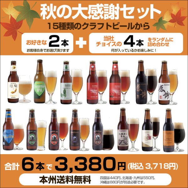 クラフトビール 詰め合わせ 秋の大感謝 6本 飲み比べセット【選べる2本