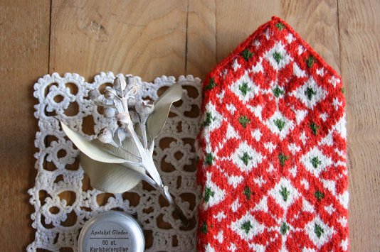 ラトビアの手編みのミトン 02ウール100％ - 手袋/アームカバー