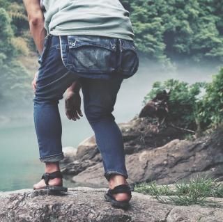 G55Sarouel Flap Denim Pants  -REAL DAMAGE-
