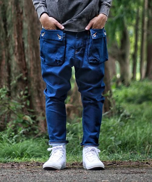 G55 Sarouel Flap Denim Pants -AUTHENTIC- - NATAL DESIGN ONLINE SHOPデニム