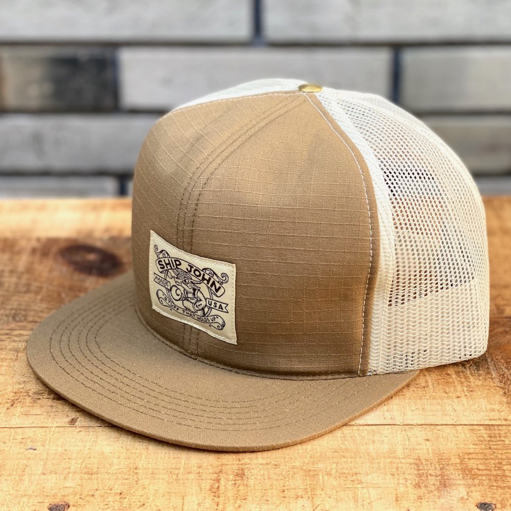 【SHIP JOHN】Trucker Hat - Tan Ripstop / Mesh - CYCLEMAN