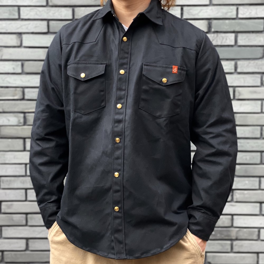 SHIP JOHN】Townes Western Shirt - Waxed Canvas〈Black〉 - WESCO 