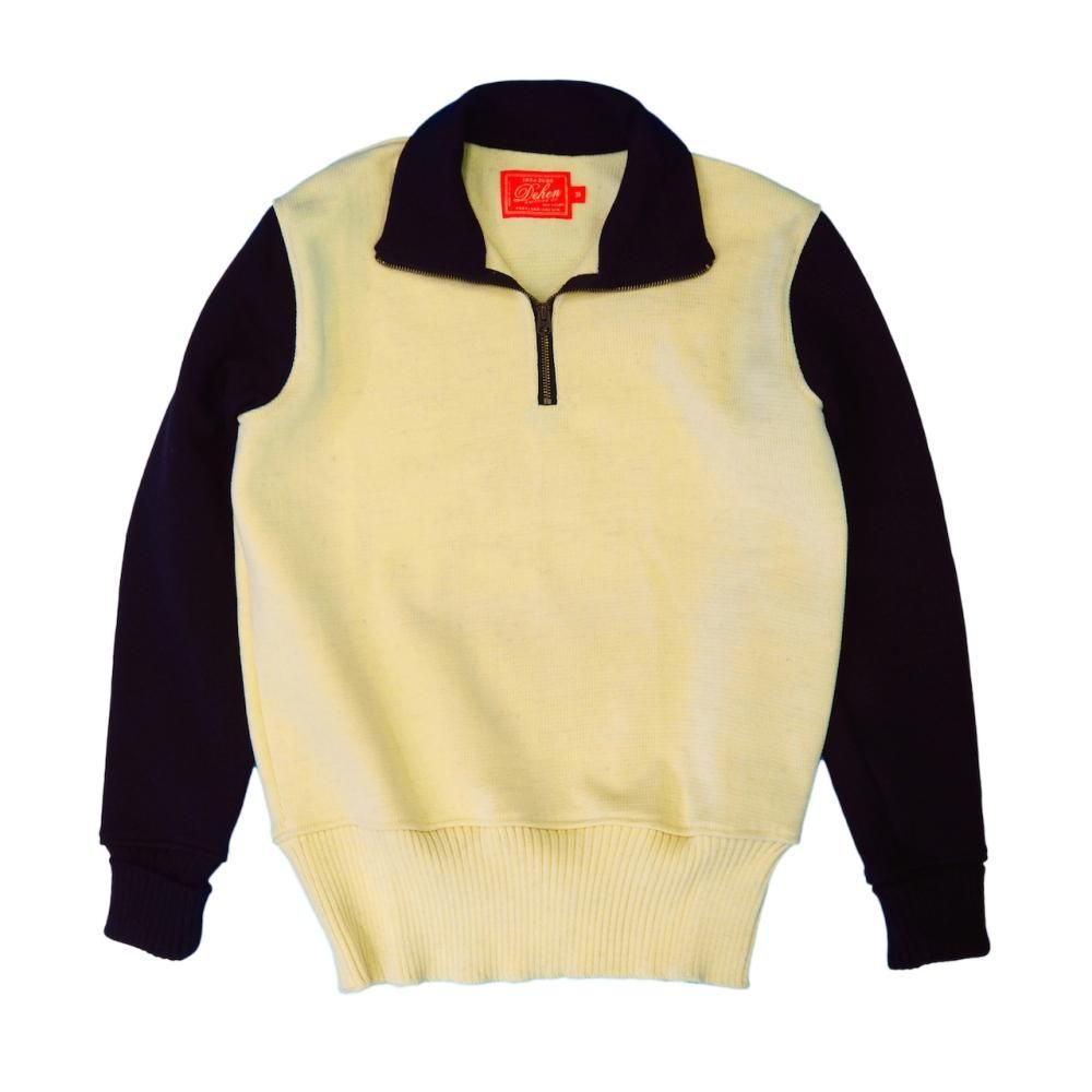 DEHENMOTORCYCLE SWEATER -OFF WHITE/BLACK- 4END