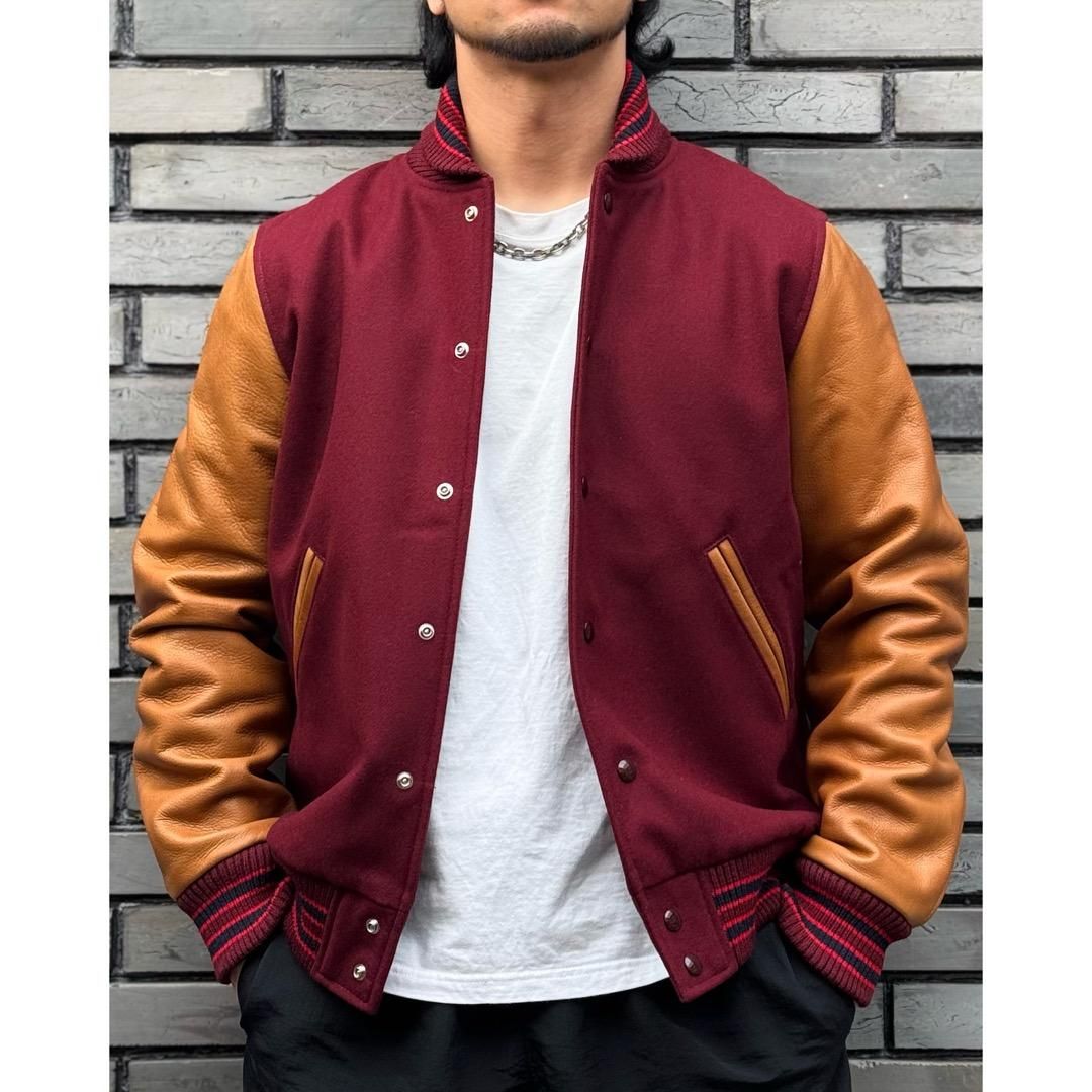 ��DEHEN��<br>Varsity Jacket -Burgundy/Navy&Scarlet/Rust-