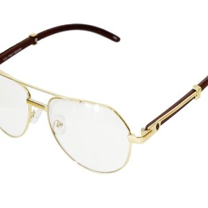 GOLD PLATING SUNGLASSES (TEARDROP CLEAR LENS) -BROWN TEMPLE