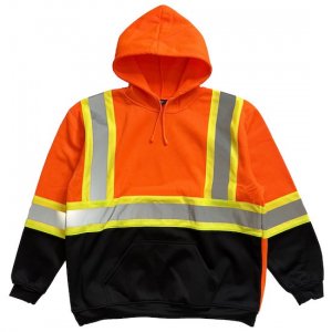 CONSTRUCTION REFLECTIVE HOODIE (SAFETY ORANGE x BLACK) 