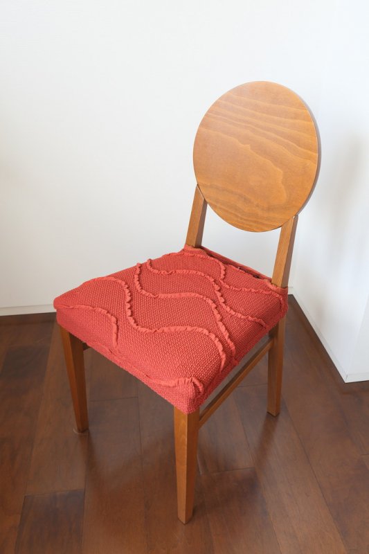 スペイン製ストレッチチェアカバー（椅子カバー）：ウェーブ座面２枚組又は背付２枚組
