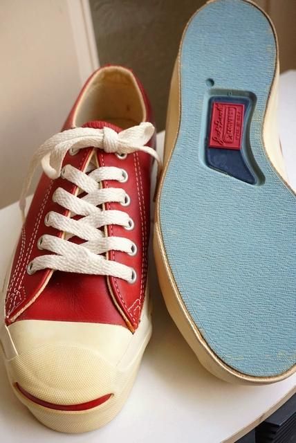 ☆レア☆USA製VINTAGE《CONVERSE/Jack Purcell》“LEATHER×CRIMSON ...