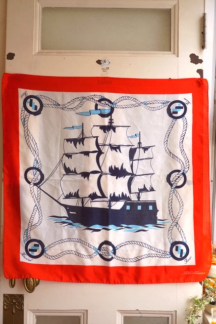 MADE IN ITALY《Tricolor Marine》イタリア製のヴィンテージスカーフ