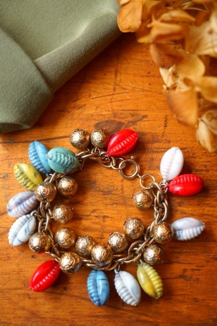 USA VINTAGE《HAND MADE1点物》COLORFUL MARBLE NUTS BRACELET ...