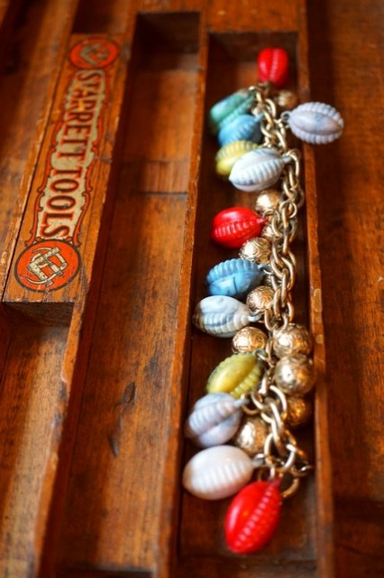 USA VINTAGE《HAND MADE1点物》COLORFUL MARBLE NUTS BRACELET