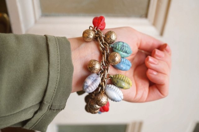 USA VINTAGE《HAND MADE1点物》COLORFUL MARBLE NUTS BRACELET(アンティークジュエリー/ ヴィンテージブレスレット)【送料300円対象アイテム】 - 【古着・雑貨の店 かるた】