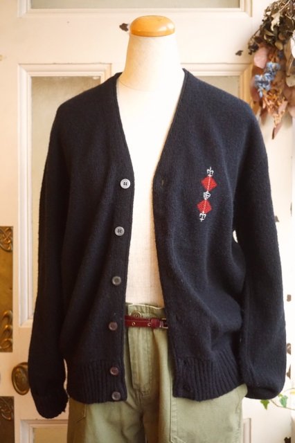 USA VINTAGE《Mr.Links》60's BLACK V-NECK CARDIGAN(ヴィンテージ