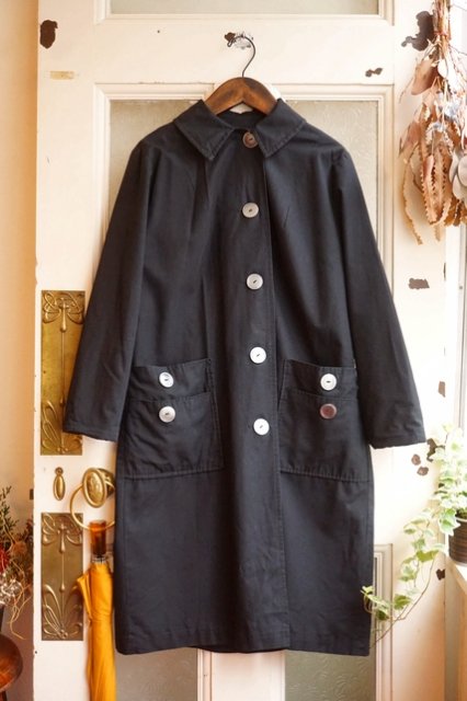 VINTAGE 1960's “ORDER MADE” W-POCKET×BIG BUTTON BLACK COAT ヴィンテージ コート  オーダーメイド - 古着・雑貨の店「かるた」