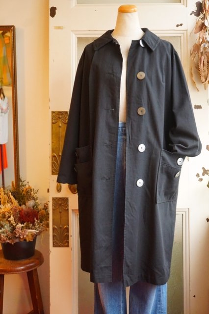 VINTAGE 1960's “ORDER MADE” W-POCKET×BIG BUTTON BLACK COAT