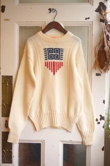 USA VINTAGE 《Janzen》 50s Knit Sweater ヴィンテージ ジャンセン ニット セーター 50年代 ビンテージ 星条旗  アメリカ レア - 【古着・雑貨の店 かるた】