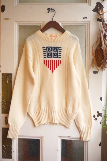 USA VINTAGE 《Janzen》 50s Knit Sweater ヴィンテージ ジャンセン ニット セーター 50年代 ビンテージ 星条旗  アメリカ レア 【古着・雑貨の店 かるた】