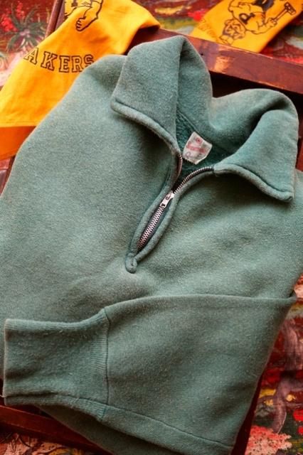 ☆レア☆ USA VINTAGE 60s 《SPORTS WEAR》 GREEN HALF-ZIP SWEAT 