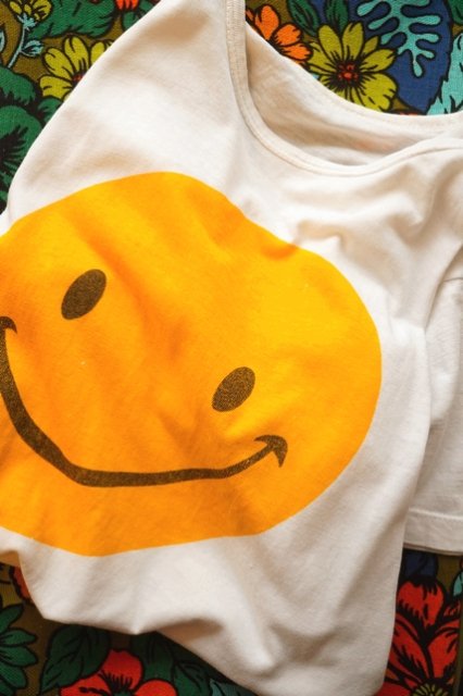 ☆希少☆ USA 70s SMILY FACE ヴィンテージ Tシャツ 染み込みプリント