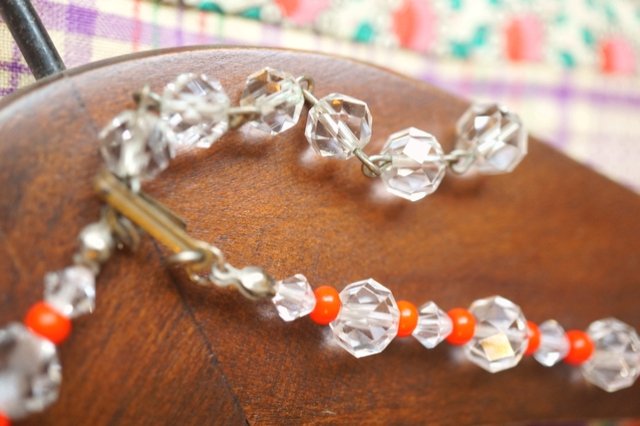 USA VINTAGE 40s 50s CRYSTAL BEADS NECKLACE 40年代 アールデコ 