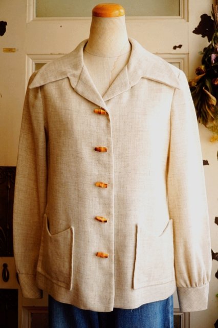 USA VINTAGE 70s “DEAD STOCK” LINEN JACKET ヴィンテージ リネン 生成