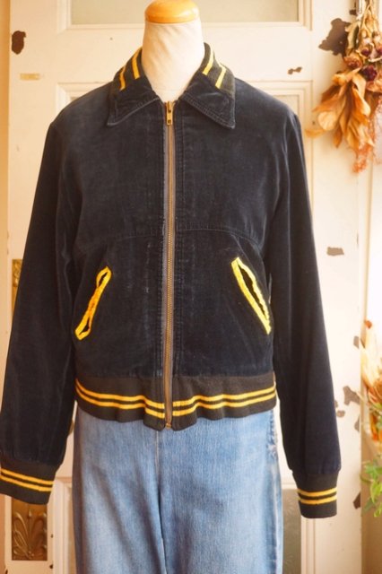 USA VINTAGE 60s 70s K-MART BLACK＆YELLOW VELOUR JACKET