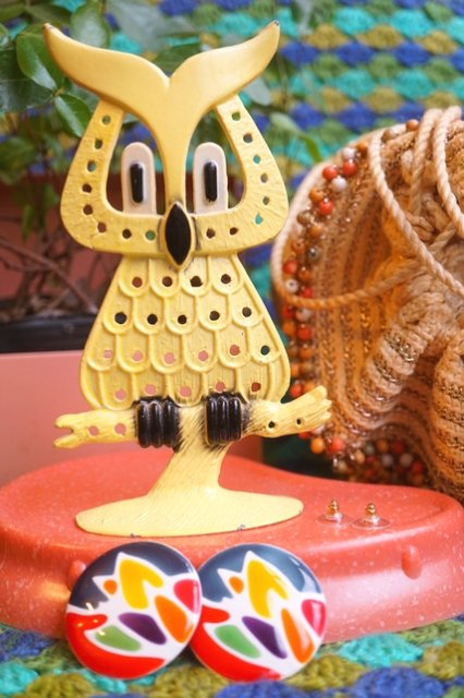 USA 60s 60's VINTAGE OWL EARRING HOLDER ヴィンテージ 梟 フクロウ