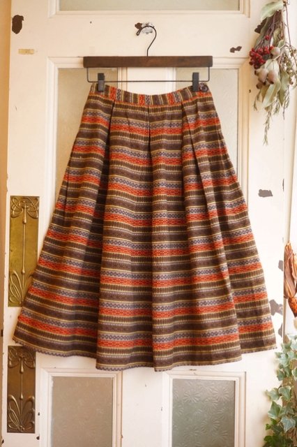 USA VINTAGE 1950's 50s COTTON JACQUARD SKIRT ヴィンテージスカート