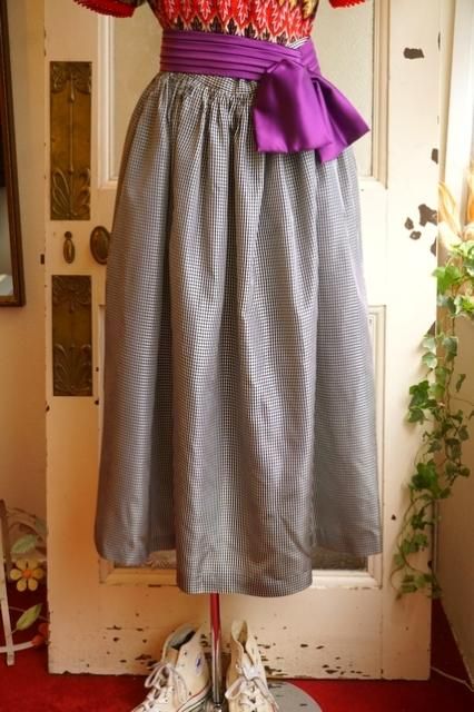 USA VINTAGE 50's 50s GINGHAM TAFFETA SKIRT ヴィンテージスカート 50