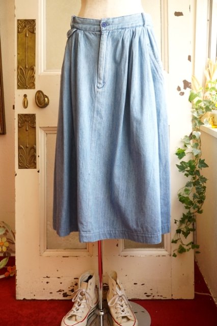 ☆レア☆ RALPH LAUREN COUNTRY DENIM SKIRT w/COIN POCKET ラルフローレン カントリー デニム 80's  USA製 シャンブレー - 【古着・雑貨の店 かるた】